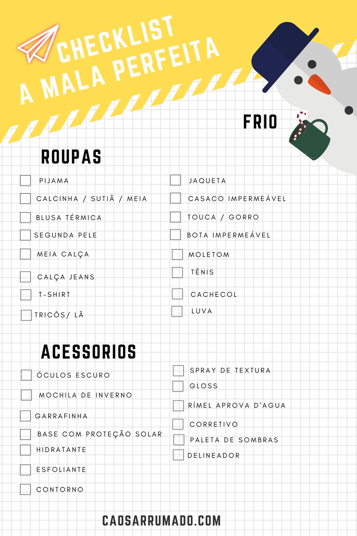 MALA DE VIAGEM - O QUE LEVAR EM CADA TIPO DE AVENTURA! checklist